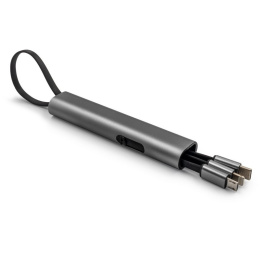 Kable USB 3w1 wysuwany z nadrukiem szary