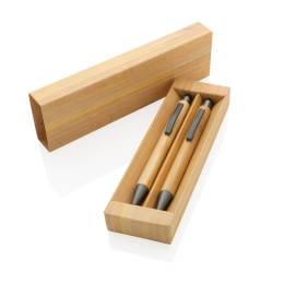 Zestaw z bambusa długopis ołówek z nadrukiem
