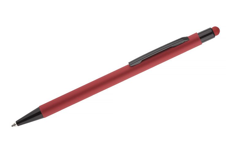 Długopis reklamowy gumowany Touch Pen czerwony