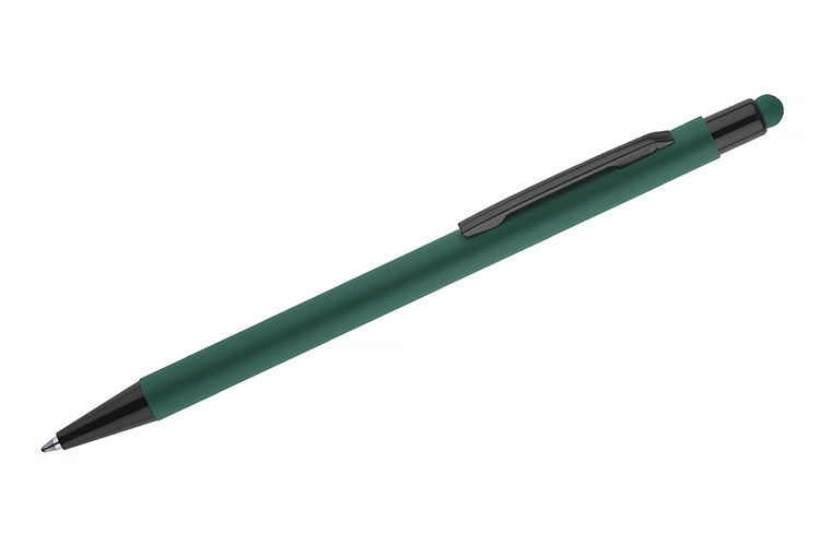Długopis reklamowy gumowany Touch Pen zielony