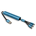 Kable USB 3w1 wysuwany z nadrukiem niebieski