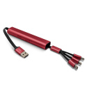 Kable USB 3w1 wysuwany z nadrukiem czerwony