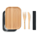 Lunchbox na posiłek ze stali i drewna z nadrukiem logo